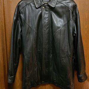 Wilson's Thinsulate Black Leather Trench Coat Size S